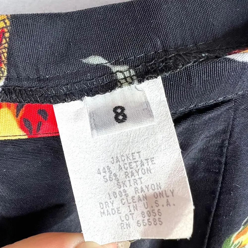 Vintage Flower & Butterfly Print A-Line Mini Skirt XS - Picture 8 of 9